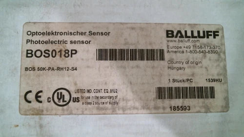 BALLUFF BOS018P BOS 50K-PA-RH12-S4 PHOTOELECTRIC SENSOR FREE SHIPPING
