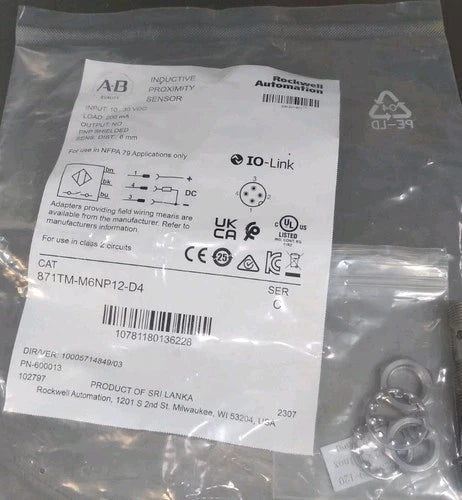 Allen Bradley 871TM-M6NP12-D4 Proximity Switch Sensor 871TMM6NP12D4     Loc5E5/7