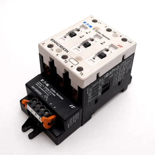 Eaton Cutler Hammer E04NC50X3N Contactor With E02NCXCXNN Coil, 24VDC, 600VAC 50A