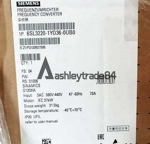1PCS NEW Siemens Inverter 37KW 6SL3220-1YD36-0UB0 6SL3 220-1YD36-0UB0