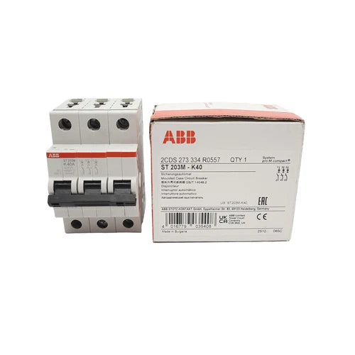 ABB ST203M-K3 Miniature Circuit Breaker, DIN Rail, 3A, 480Y/277VAC, 3-Pole