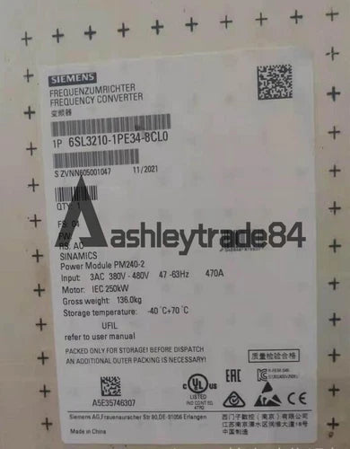 1PCS NEW Siemens inverter 6SL3210-1PE34-8CL0 6SL3 210-1PE34-8CL0 Power Module