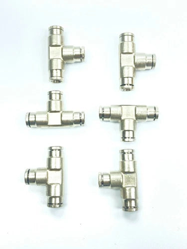LOT OF 6 UNUSED PARKER 1/4N01 STAINLESS STEEL PUSH TO CONNECT TEE 1/4