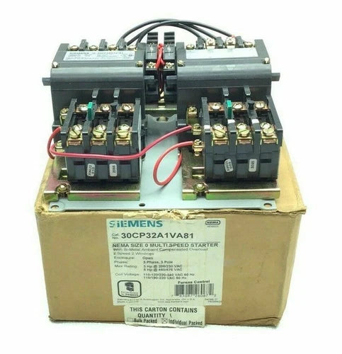 NEW SIEMENS 30CP32A1VA81 MULTI SPEED STARTER 2-SPEED 2-WINDINGS 3-PH 5-HP/MAX