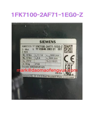 1FK7100-2AF71-1EG0-Z Used SIMOTICS S Synchronous motor 1FK7-CT PN=3.8kW test ok