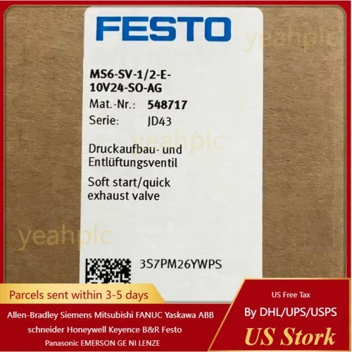 US FREE TAX NEW FESTO MS6-SV-1/2-E-10V24-SO-AG 548717 Vent Valve New
