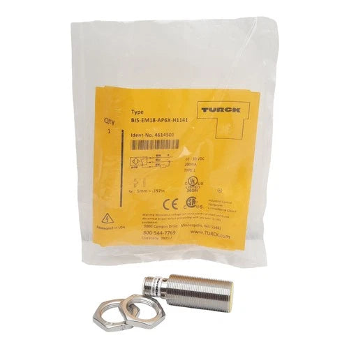 Turck B15-EM18-AP6X-H1141 Inductive Sensor PNP NO, 5mm, 10-30VDC, 4-Pin M12 Male