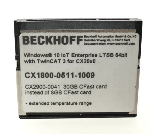 Beckhoff CFast card 30GB TwinCat 3 / CX20x0 | CX1800-0511-1009