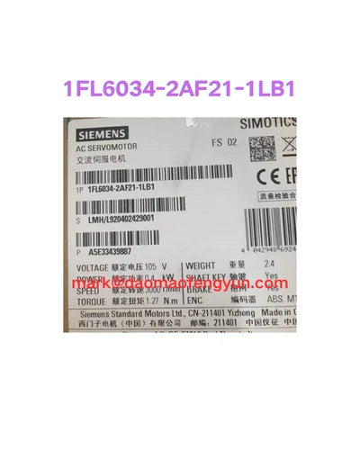 1FL6034-2AF21-1LB1 New SIMOTICS S-1FL6 Operating voltage 230 V 3 AC PN=0.4 kW