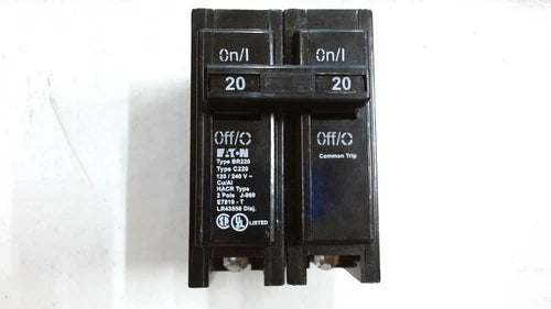 EATON BR220 CIRCUIT BREAKER COMMON TRIP 20A 2P 120-240V LOT/5