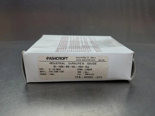 Ashcroft 35-1009-SW-02L-100# Industrial Duralife Gauge.                     6D-2