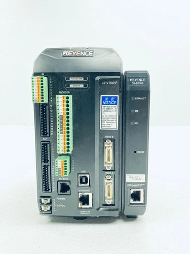 KEYENCE LJ-V7001P PROFILER LASER CONTROLLER W/ CB-EP100 ETHERNET/IP MODULE