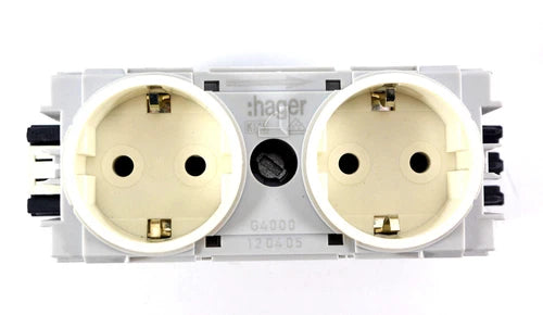 HAGER Kanalsteckdose 2-fach | G40009001| 120405 | RAL 9001