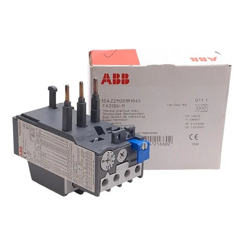 ABB TA25DU-11 Thermal Overload Relay, 3-Pole, 1NC + 1NO Aux, 7.5-11A, 600VAC