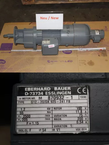 Bauer 1,2 Kw 205 min Getriebemotor G12-20/GK 925-241 FB Gearbox