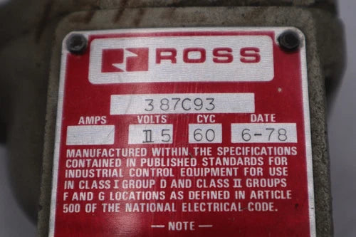 NEW GENUINE ROSS 387C93 VALVE 110V/50Hz SIZE 3/4 STOCK 4704
Opens in a new window or tab