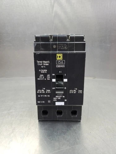 Square D EDB34015 Thermal-Magnetic Circuit Breaker, 15A, 240-480VAC.       4B-42