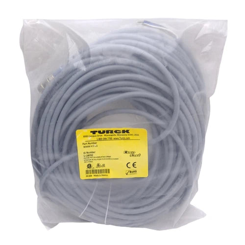 Turck WAKW 4.5T-25 U-28050 Single Ended Cordset, M12 5-Pin Female, 25m Length