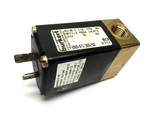 Burkert 0330 C 1/8 FPM BR Solenoid Valve NPT1/4 PMAX 145 PSI