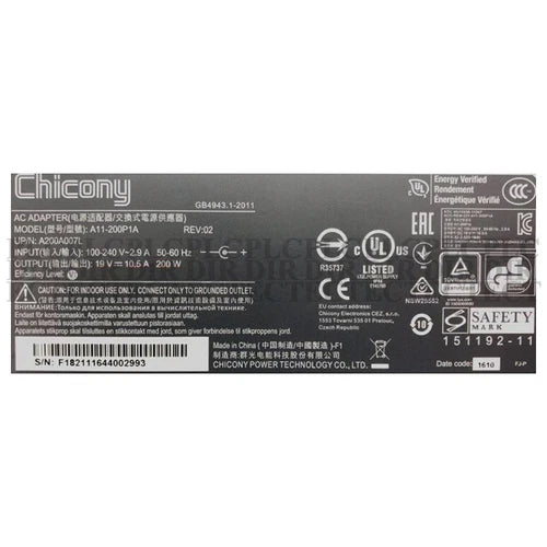 NEW Chicony A11-200P1A Laptop AC Power Adapter 19V 10.5A 200W