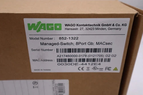 NEW IN BOX WAGO 852-1322 Switch Ethernet Managed Port Count STOCK H468
Opens in a new window or tab