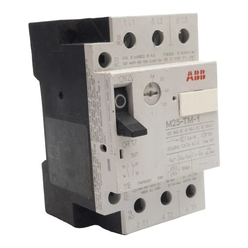 ABB M25-TM-1 Motor Protection Circuit Breaker, 3-Poles, 1N.O. + 1N.C., 0.6-1A