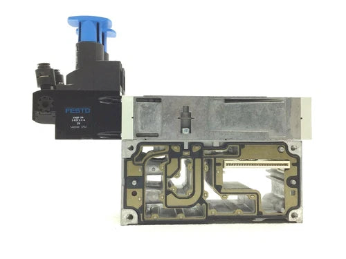 LOT OF 2 NEW FESTO VABF-S4-1-R2C2-C-6ZH PNEUMATIC REG. W/ VABV-S4-15-G14-2T2