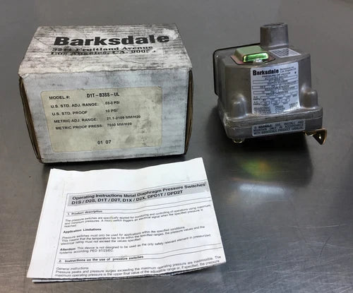 BARKSDALE  D1T-B3SS-UL  Pressure Or Vacuum Actuated Switch   6D