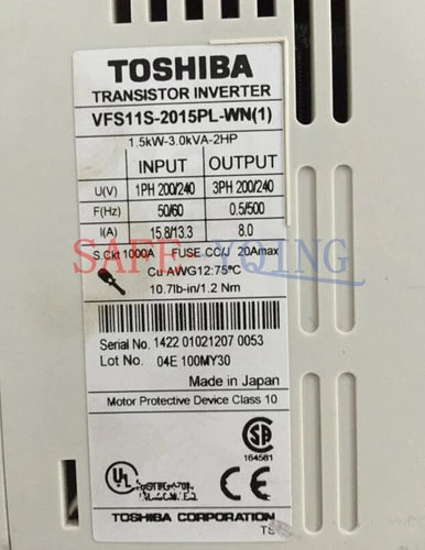 One Toshiba VFS11S-2015PL-WN(1) inverter Used