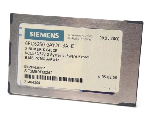 Siemens 6FC5250-5AY20-3AH0 Sinumerik SystemSoftware Export Memory 8MB PCMCIA