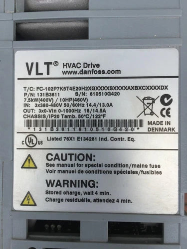 ONE USED Danfoss FC-102P7K5T4E20H2XGXXXXSXXXXAXBXCXXXXDX