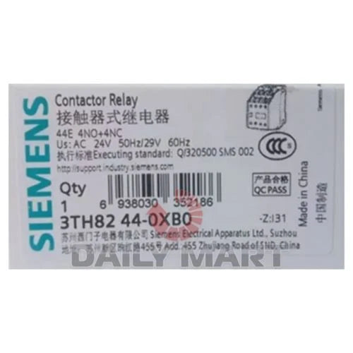 New In Box SIEMENS 3TH8244-0XB0 Contactor Relay AC24V 50Hz/29V 44E 4NO+4NC