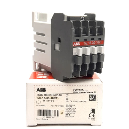 ABB TAL16-30-10RT Contactor 3NO + NO Aux, 30A/600VAC Contact, 23-42.5VDC Coil