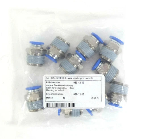 10 x BENDER-PNEUMATIC Gerade Verschraubung R1/2