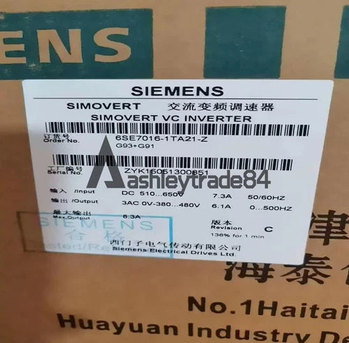 1PCS NEW SIEMENS MAIN DRIVE 6SE7016-1TA21-Z Z=G93+G91