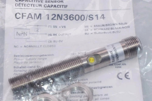 BAUMER Capacitive Sensor Cfam 12n3600/S14 Sn 0,5 4 MM, Npn Opener (Nc) New