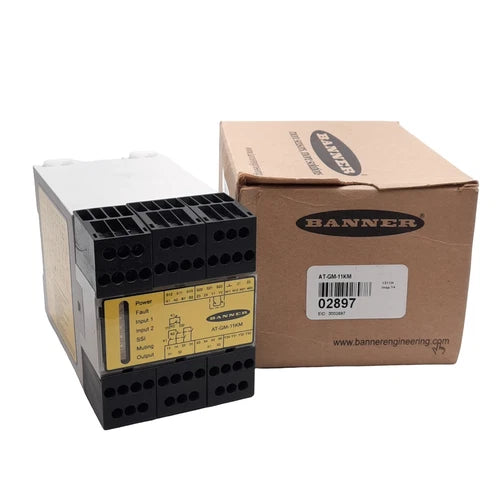 Banner AT-GM-11KM Dou-Touch Two-Hand Control Module, 115VAC/24VDC, N.C. Aux