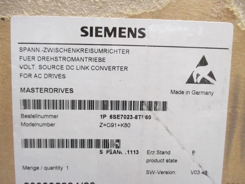 6SE7023-8TP60 New Sealed SIEMENS SIMOVERT Main Drive Converter 6SE7023-8TP60