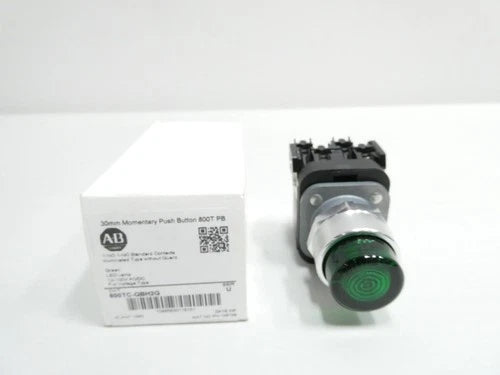 Allen Bradley 800TC-QBH2G Illuminated Green Pushbutton 12-130v-ac/dc