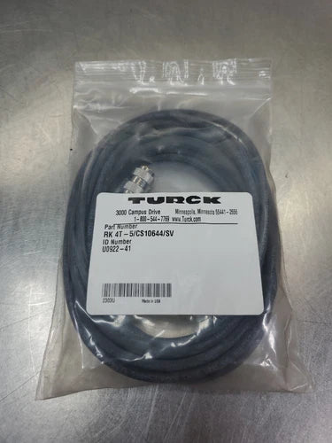 TURCK RK 4T-5/CS10644/SV (U0922-41) PLC Cable.                           5A-12/1