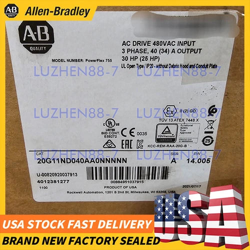 Allen Bradley 20G11ND040AA0NNNNN PowerFlex 755 AC Drive New Sealed Free Shipping
Opens in a new window or tab