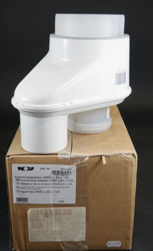 WOLF Anschlu?adapter DN 80 x 80 x 125  Abgasleitung-Schacht u. Zuluft-Au?enwand