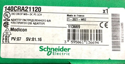 Modicon 140CRA21120 DIO Drop MB+ DC PS 1CH - NIB SEALED US Free TAX