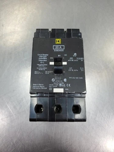 SQUARE D EGB34020 3POLE 20A 480/277V CIRCUIT BREAKER.                      4D-33