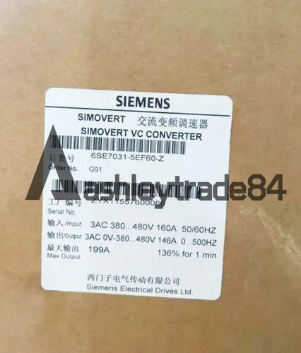 1PCS NEW SIEMENS FREQUENCY CONVERTER 6SE7031-5EF60-Z Z=G91