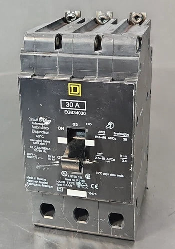 Square D EGB34030 EGB 3 Pole 30 Amp 480 Volt Breaker                     loc4B12