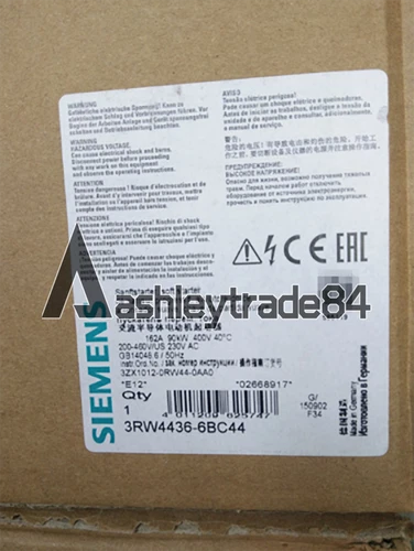 1PC NEW SIEMENS SOFT STARTER 3RW4436-6BC44 3RW44366BC44