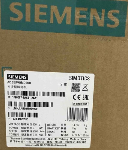 1FL6067-1AC61-2LA1 Ipc New Sealed SIEMENS SIMOTICS MOTOR 1FL6067-1AC61-2LA1