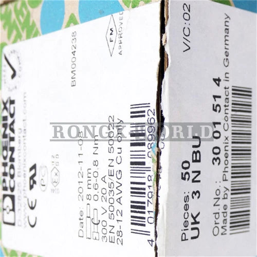 50PCS new Phoenix Contact UK 3 N BU 3001514 Feed-through terminal block blue