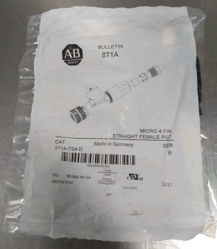 Allen Bradley 871A-TS4-D Ser B Micro 4 Pin Straight Female PG7            Loc5C6